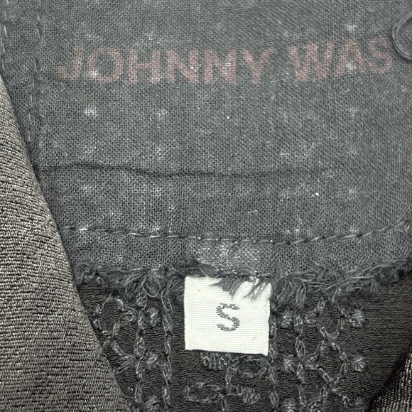 Johnny Was Crosyen Satin Embroidered Lightweight Jacket Sz S Black Elegant Party - Picture 3 of 7